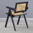 thumbnail image 3 of Set of 2 Dining Chairs, Wooden Armchair with Rattan Weaving Process, Armrest Solid Wood Dining Chair, Living Room Chair, Simple and Natural, Black, 3 of 9