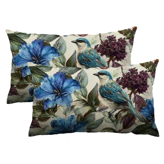 Qinduosi Blue and White Pillow Covers 12x20 Set of 2, Hydrangea Floral Flower Throw Pillow Covers Outdoor Decorative Lumbar Pillow Case for Couch Bed Sofa Cushion Home Decor 12x20inch