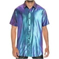 thumbnail image 1 of Playeras Elvqul para Hombre Multicolor Playa Stretch Liso Manga Corta con Solapa Botones, 1 of 4