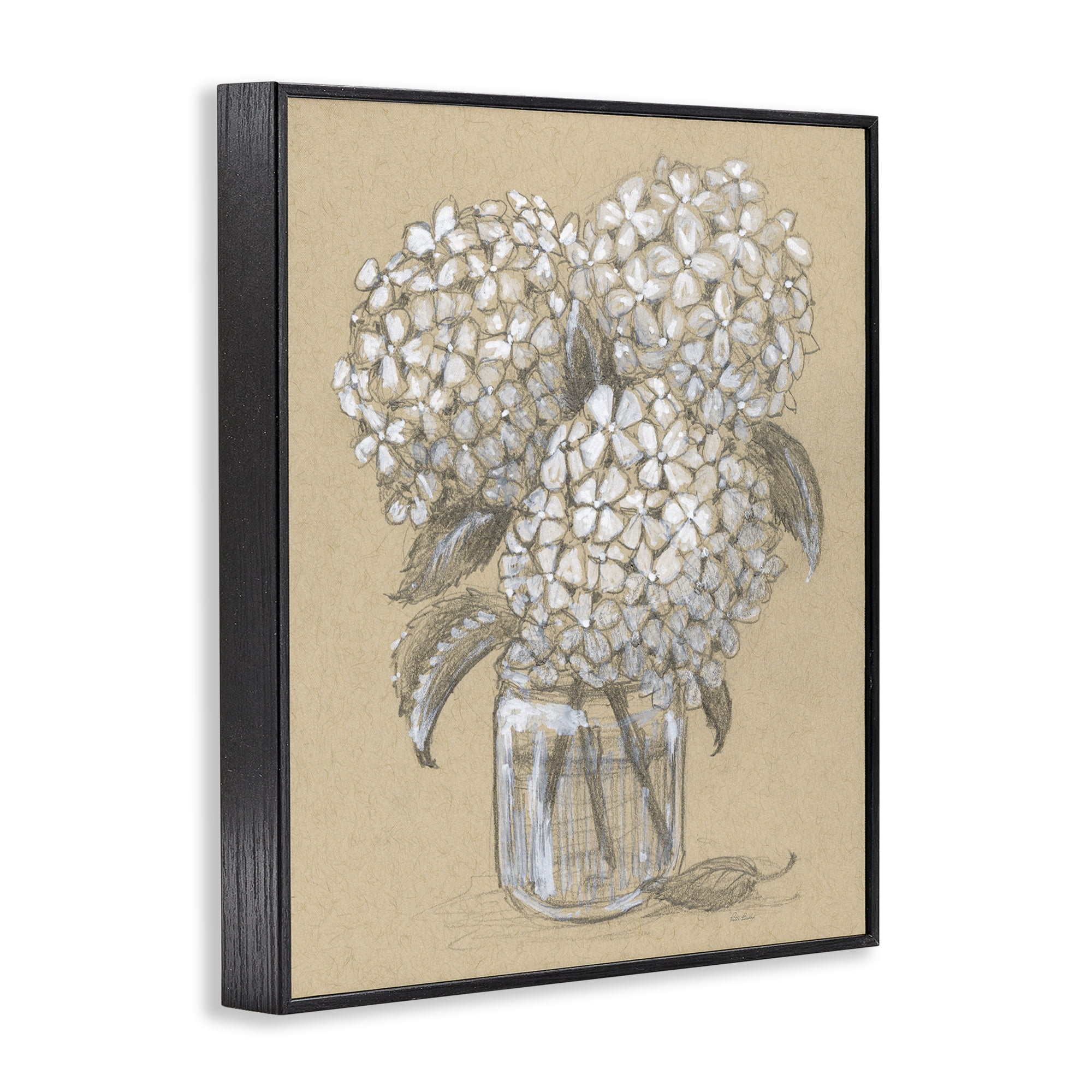 Stupell Industries Hydrangea Jar Drawing Black Framed Giclee Art, design by Patti Bishop