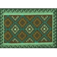 thumbnail image 1 of Ahgly Company Machine Washable Indoor Rectangle Oriental Turquoise Blue Traditional Area Rugs, 2' x 3', 1 of 4