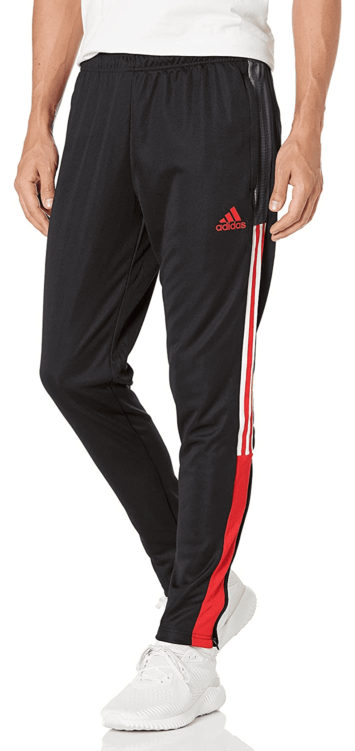 Adidas black and red cheap track pants