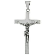 TRUST JEWELRY 925 Sterling Silver Large Pectoral High Polished Crucifix Charm Pendant 73mm