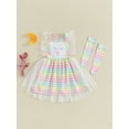 thumbnail image 2 of EYIIYE Ensemble de Pâques 2 Pcs pour Filles, Robe Sans Manches pour Bébé, Col Carré, Imprimé Rabbit, Patchwork en Maille + Chaussettes à Carreaux, Robe Princesse Mignonne pour Petite Fille, Tenues de Fête Quotidiennes pour Tout-Petits, 2 of 9