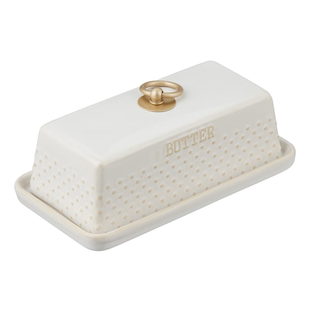 Better Homes Gardens Bhg Dot Butter Dish White Walmart Com Walmart Com