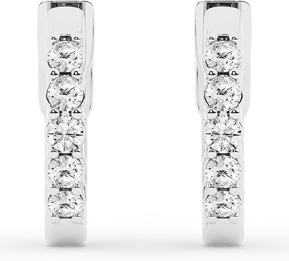 Unique Moments 0.25 Carat Lab Grown Diamond Huggie Hoop Earrings for Women in Sterling Silver (G+/SI)