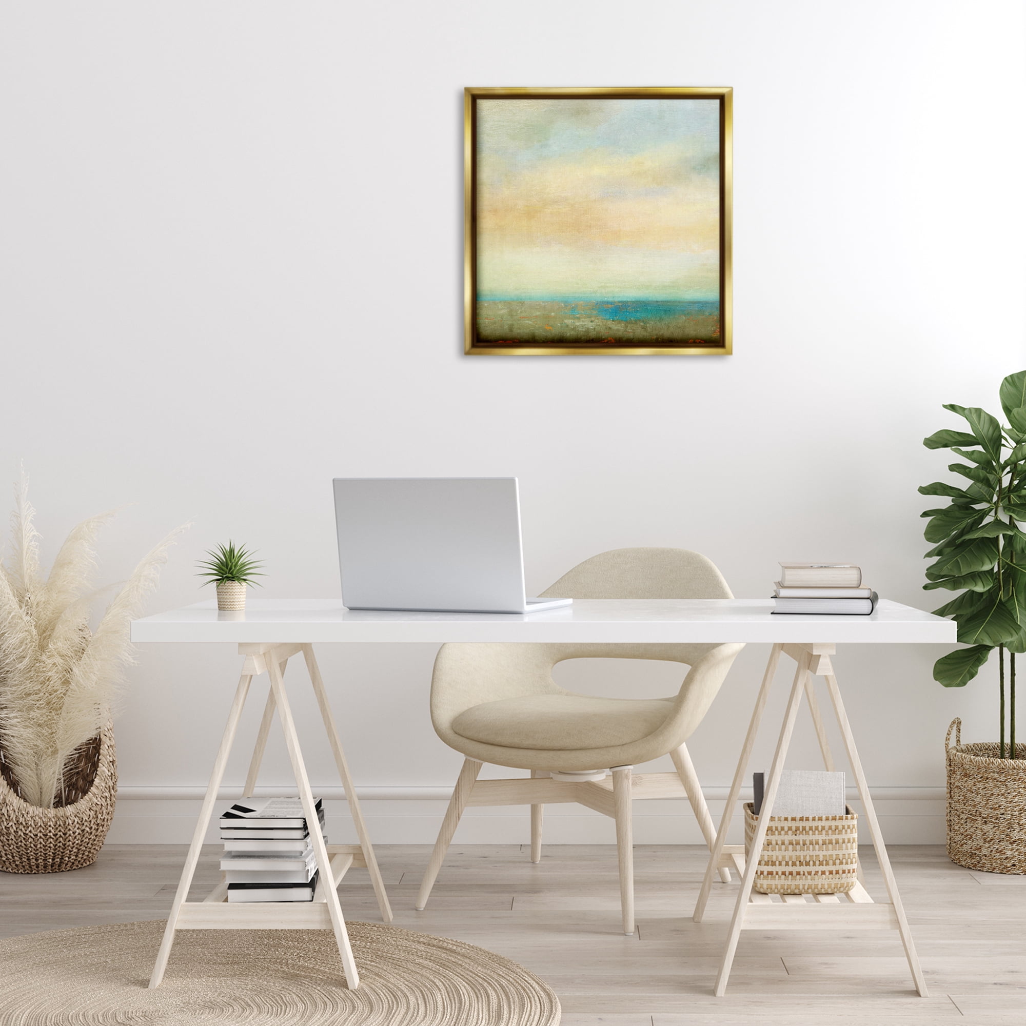 Stupell Industries Abstract Sunlit landscape Landscape Painting Gold Floater Framed Canvas Art Print Wall Art, 25 x 25