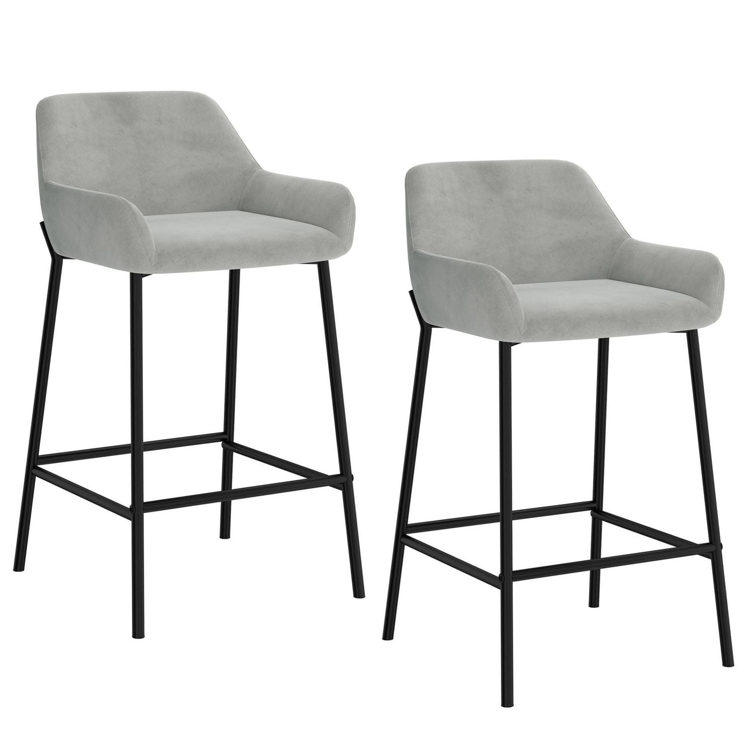Set of 2 Modern Velvet 26" Counter Stool