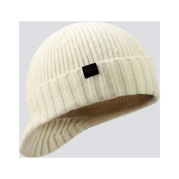 Baqcunre Beanies Hats Men, Men's Beanie Hat Earflap Hat Knitted Beanie Black Wool Roll Up Edge Outdoor Vacation Plain Windproof Warm, Beanie for Women, Baby Beanie