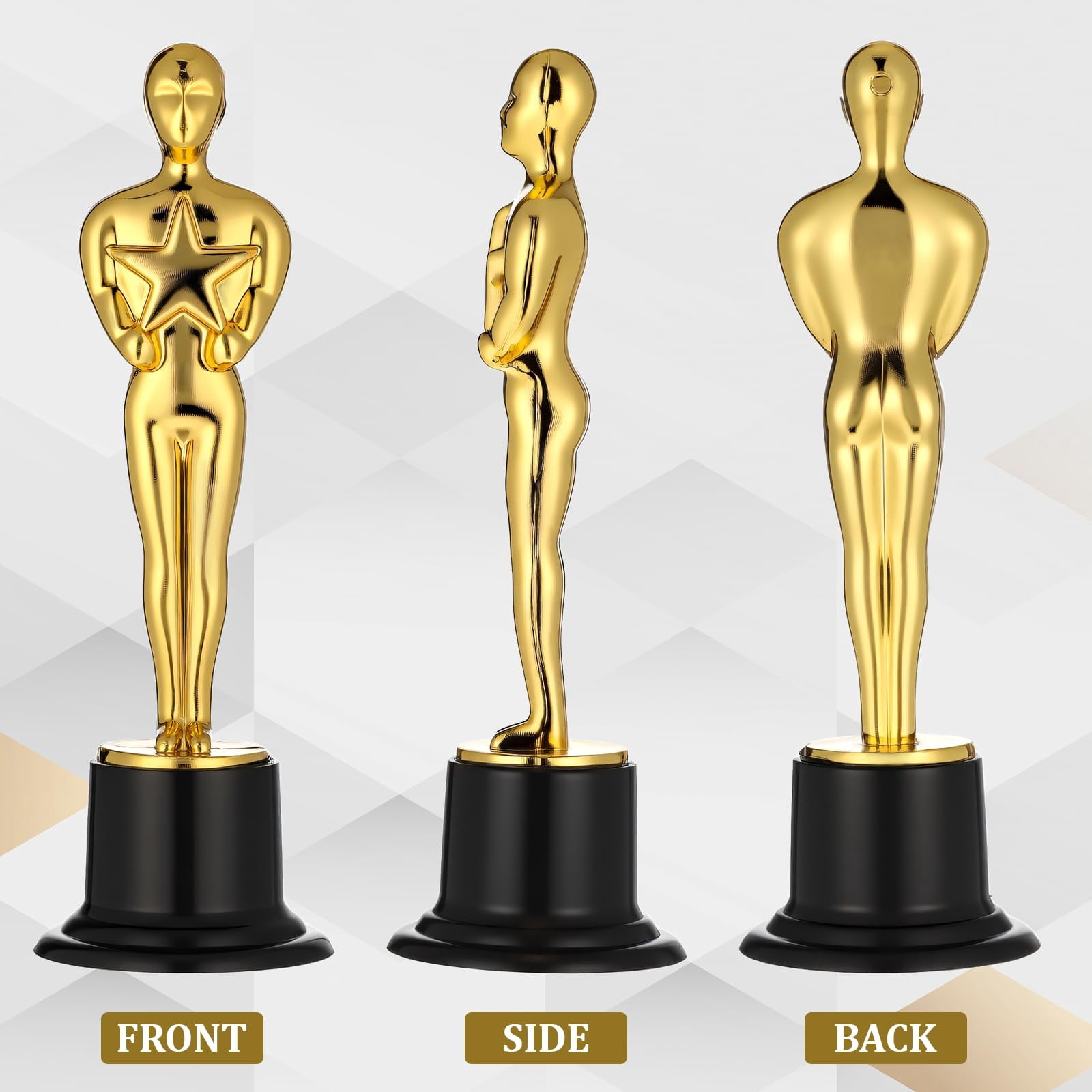 24 Pack Plastic Gold Star Award Trophies 6 Inch Tall Golden Statue Award Mini Trophy Party Favors for Celebrations, School Awards, Game Prize, Party Prize and Appreciation Gifts Kids Adults