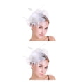 thumbnail image 2 of Qarigey Tocado de boda con flores para el pelo, exquisito estilo Retro Vintage, ahorro de espacio, multiusos, compromiso nupcial, Clip de malla Blanco 2piezas, 2 of 6