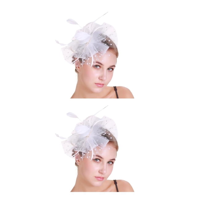 Qarigey Tocado de boda con flores para el pelo, mano de obra exquisita, estilo Retro, ahorro de espacio, tocado sencillo para fiesta, Clip de Blanco 2piezas