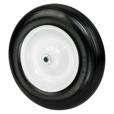 3.50-8 Wheelbarrow Tire - 14.5 Inch Flat Free Solid Rubber Tire with 5/8 Bearing & 3" Hub - Universal Wheel Replacement for Carts, Wagons, Yard Tools