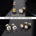 thumbnail image 5 of Thread Flat Back Stud Earrings,Titanium Hypoallergenic Earrings for Women Men, F136 6 Prong&nbsp;Cubic Zirconia Gold Stud Earrings,3mm, 5 of 7