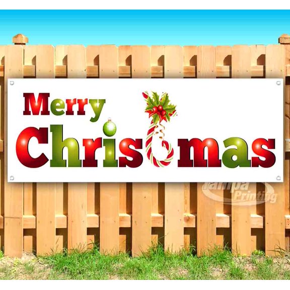 Merry Christmas 13 oz Vinyl Banner With Metal Grommets