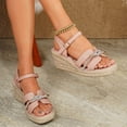 thumbnail image 3 of Pandaie Comfortable Wedge Sandals for Women 2026 Vacation Ankle Strap Strappy Espadrille Casual Open Toe Platform Summer Shoes Pink 7, 3 of 5