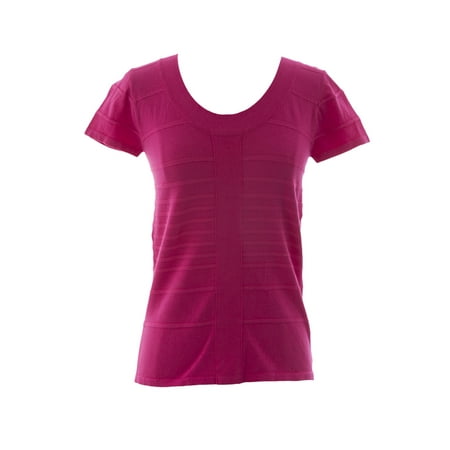 - August Silk Women's Rib Stretch Knit Short Sleeve Top