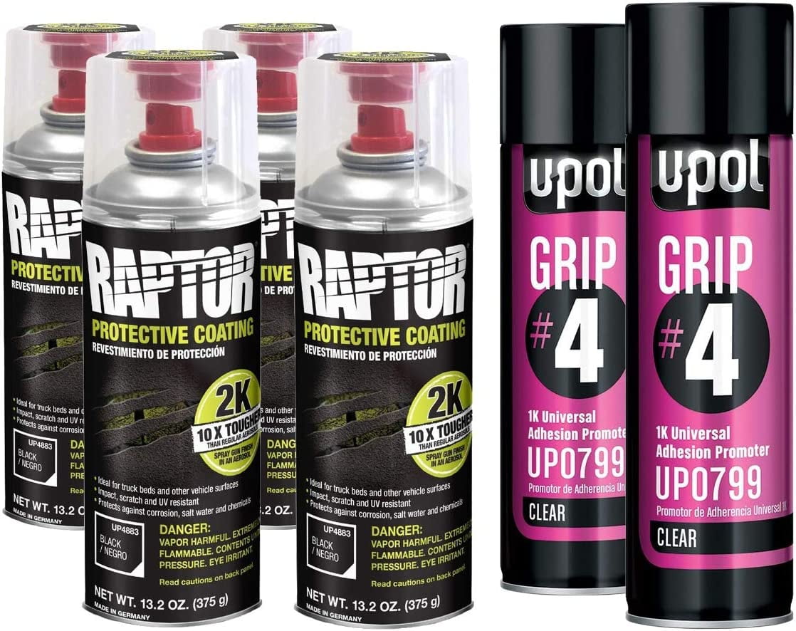 UPOL Raptor 2K Black SprayOn Truck Bedliner Aerosol 4 Grip Adhesion