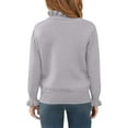 thumbnail image 4 of Girls Long Sleeve Knit Pullover Sweater with Ruffled Mock Neck and Ribbed Cuffs for Casual Wear Winter Fall Spring, 4 of 6