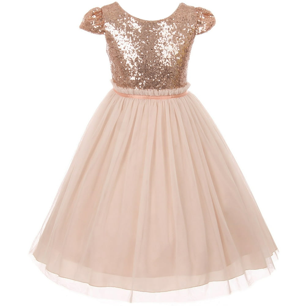 Dreamer P - Big Girls' Sequin Tulle Cap Sleeve Bridesmaid Party ...