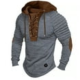 thumbnail image 2 of Hoodies for Men 2025 Fall Winter Color Block Long Sleeve Lace Up Hooded Sweatshirt Pullover Hoody Mens Hoodies, 2 of 5