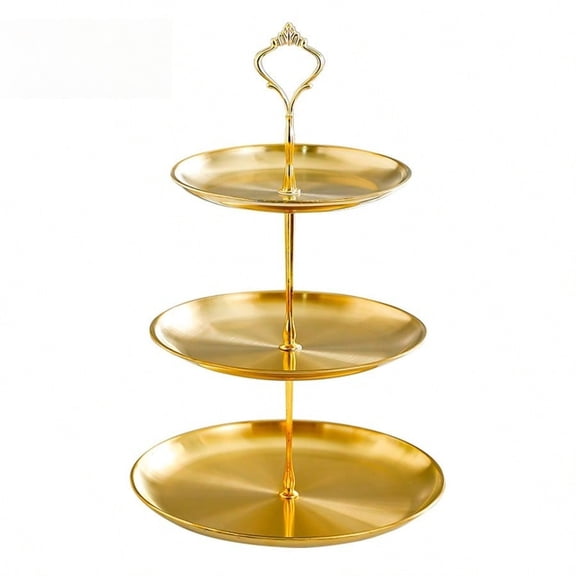 3-Tier Gold Stainless Steel Cupcake Stand, Rotating Cake Display Holder for Wedding Birthday & Holiday Dessert Table