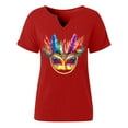 thumbnail image 5 of Craaazy Mardi Gras Shirts for Women Short Sleeve Casual Carnival Printed V-neck T-shirts Gifts, 5 of 6