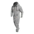 thumbnail image 6 of Wutalume Men's Hooded Jumpsuit Zip Up Pajamas Playsuit with Jogger Design, Comfortable and Warm for Lounge and Sleep, Solid Color and Color-Block Options,Light Gray L, 6 of 6