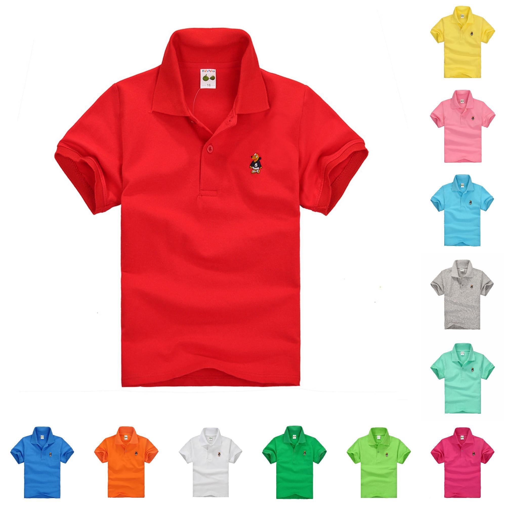 REDARER Toddler Kids Short Sleeve Polo Cute Embroidery Soft Loose Summer School Casual Tops School Uniform 11-12 Years