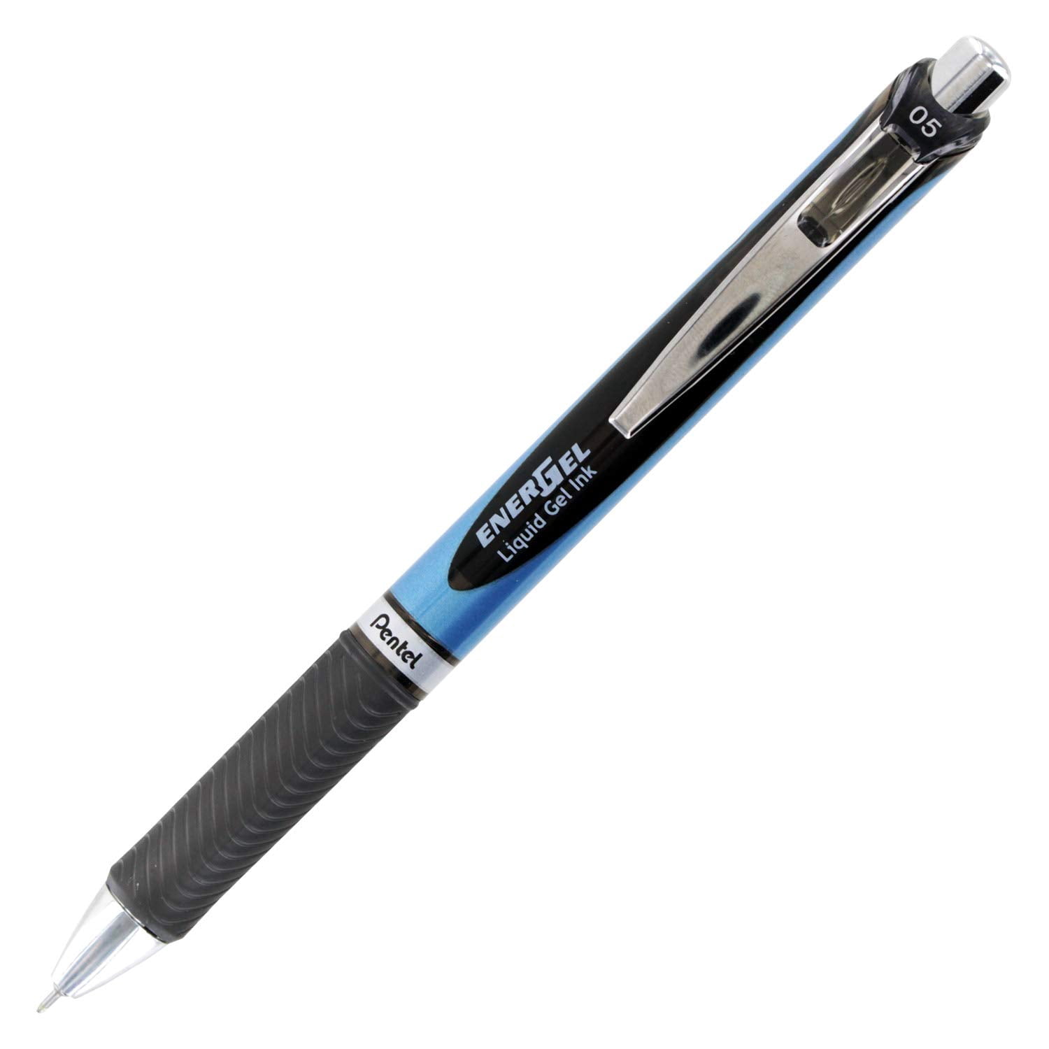 Pentel EnerGel Deluxe RTX Retractable Liquid Gel Pen - 0.5mm - Fine Line - Needle Tip - Black Ink/ Blue&Black Body/Total 15Pens Set