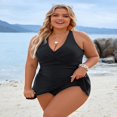 thumbnail image 3 of OUSITAID Women Plus Size Swimsuit One Piece Tummy Control Bathing Suits Swim Suits  (4XL  Black Green), 3 of 8