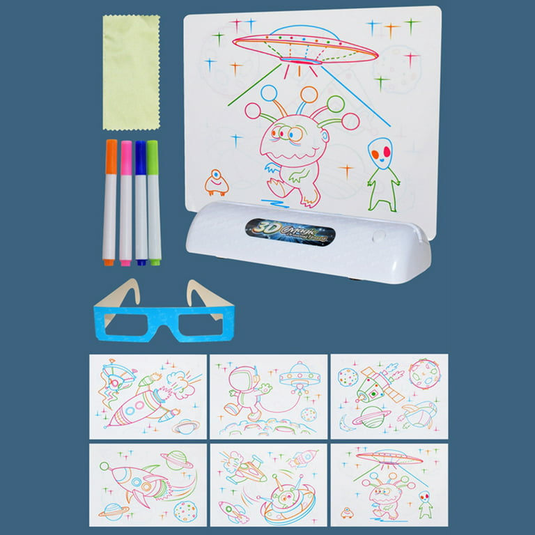 Kids Doodle Board LED Fluorescent Educational 3D Drawing Pad Glow