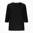 thumbnail image 5 of Towmus 3/4 Sleeves Shirts for Women Solid Color Crewneck Mid-length Tops Pullover Tee Blouse S-2XL, 5 of 9