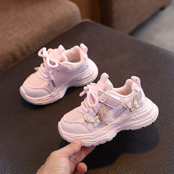 Willtoo Girls Purple Butterfly Sneakers Mesh Athletic Shoes for Toddlers Little Kids
