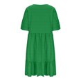 thumbnail image 6 of Plus Size Dresses for Curvy Women 2025 Summer Short Sleeve Crew Neck Mini T Shirt Dress Pleated Ruffle Flowy Beach Sundresses, 6 of 7