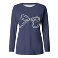 thumbnail image 4 of Womens Tops Women's Cute Bow Pattern Long Sleeve Top Spring Bow Print Shirts for Women, 4 of 4