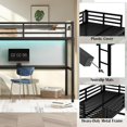 thumbnail image 5 of Twin XL Loft Bed with Desk, USB Charging Station and LED Light, Metal Loft Bed Frame with Ladder and Full-Length Guardrails, Black, 5 of 7