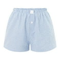 thumbnail image 3 of DHFJKG Women's Shorts Cute Soft Plaid Print Button Front Loungewear Bottoms Elastic Waist Summer Casual Beach Shorts Versatile Trousers, 3 of 7