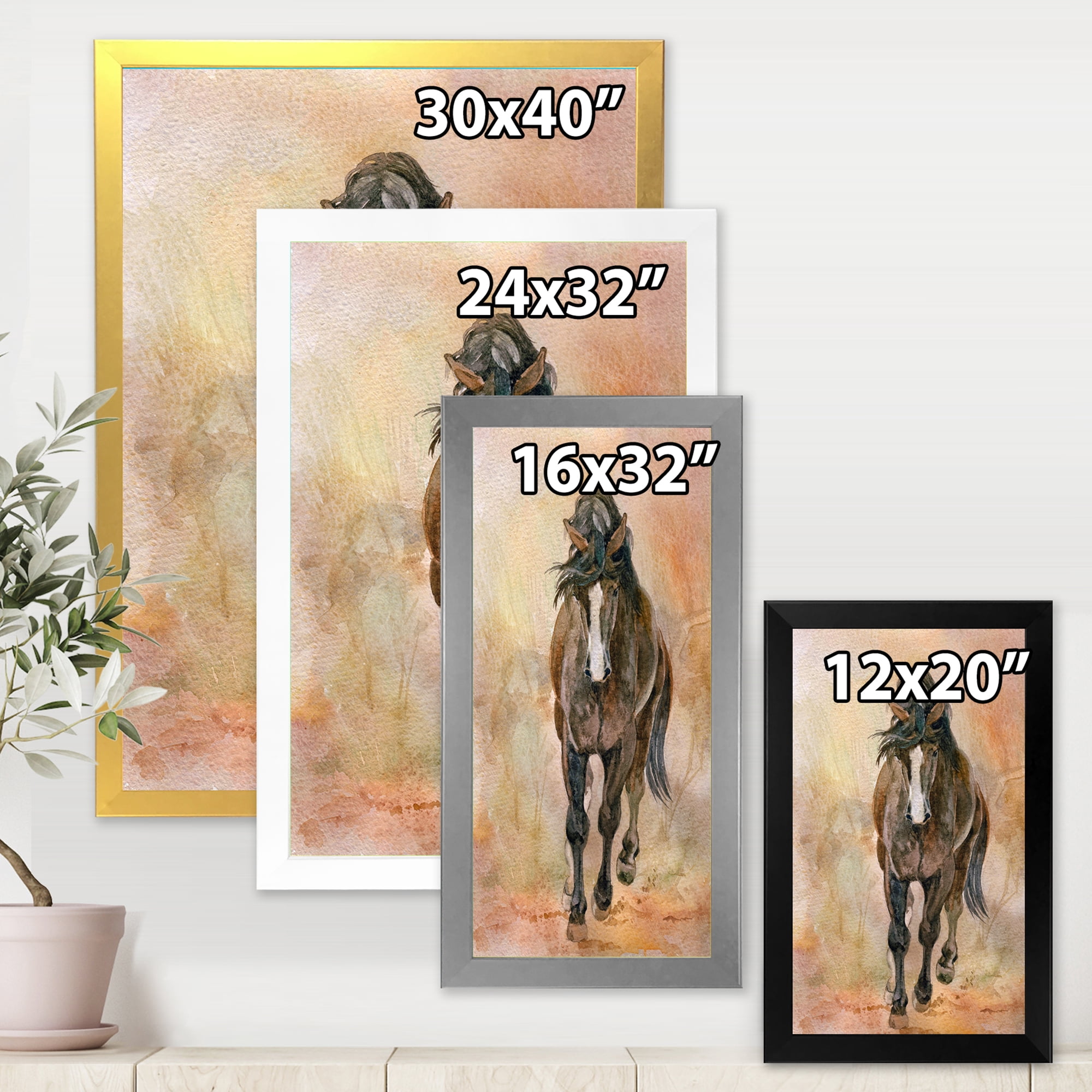Designart 'Abstract Portrait Of Beautiful Chestnut Horse I' Farmhouse Framed Art Print