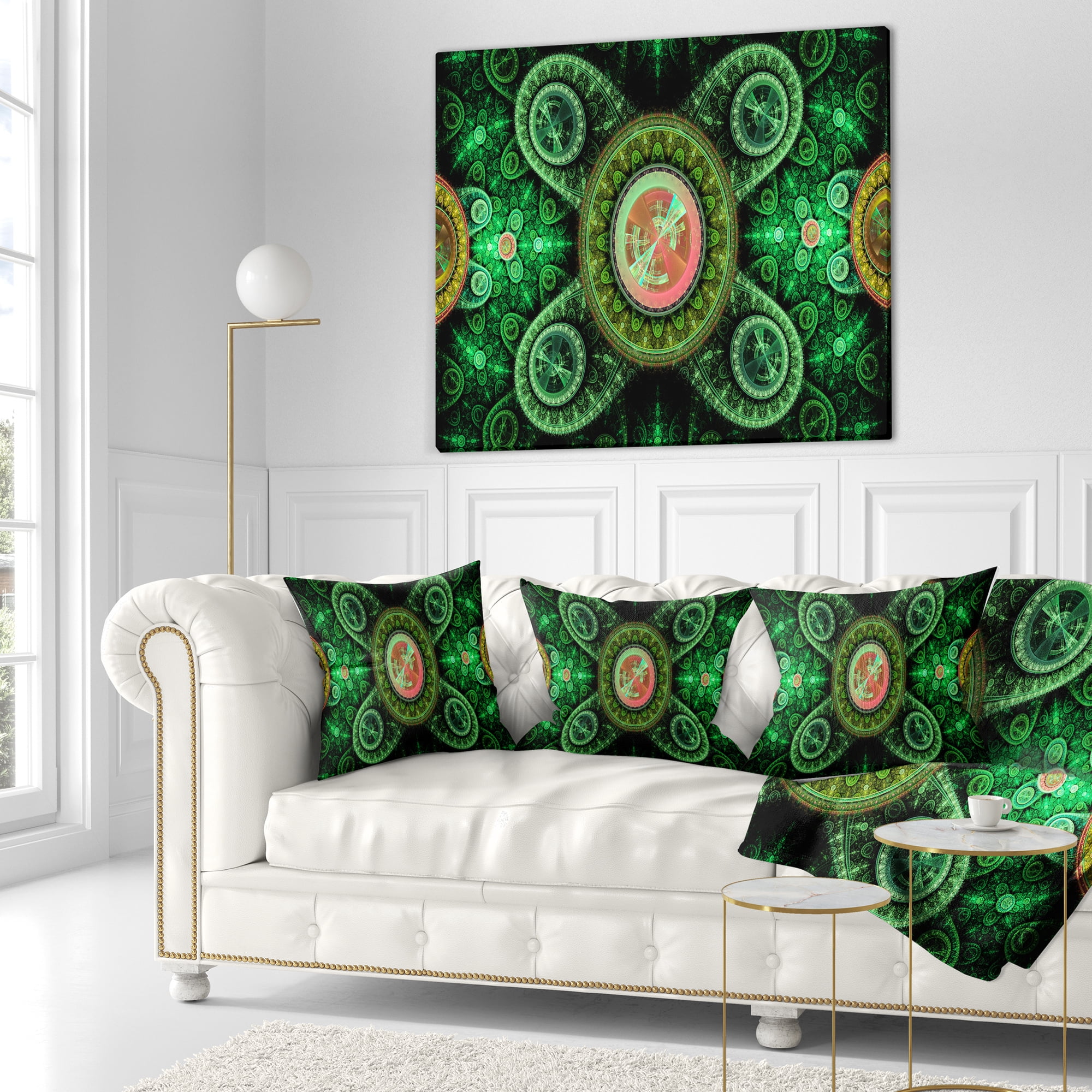 Designart Green Psychedelic Relaxing Art - Abstract Throw Pillow - 16x16