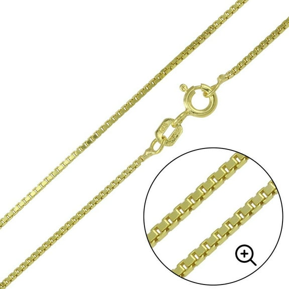 Gold Plated 925 Sterling Silver Box Chains 1.0mm Made in Italy 18" Jewelry Female Unisex