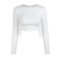 thumbnail image 5 of Tisuna Women'S Fall Crop T-Shirts Cute Solid Color Crewneck Tops Ladies Going Out Tshirts Size L, 5 of 6