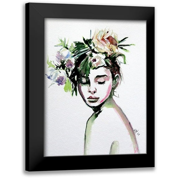 Kovacs, Anna Brigite 19x24 Black Modern Framed Museum Art Print Titled - Beauty with Florals