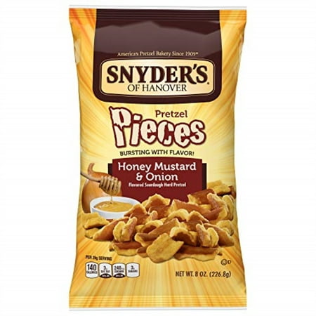 Snyder's of Hanover Pretzel Pieces, Honey Mustard and Onion, 8 Ounce (Pack of