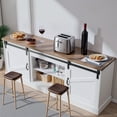 thumbnail image 2 of 66.9'' Kitchen Buffet Sideboard with Sliding Barn Doors, Sideboard Buffet Cabinet for Kitchen or Dining Room,Large Storage with Adjustable Shelves, 300 lbs Tabletop Load, Cable Hole, Metal Handles, 2 of 8