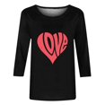 thumbnail image 4 of Women Shirts Heart Tshirts Casual 3/4 Sleeve Tunic Top Plus Size Shirt Valentines Day Blouse Trendy, 4 of 4