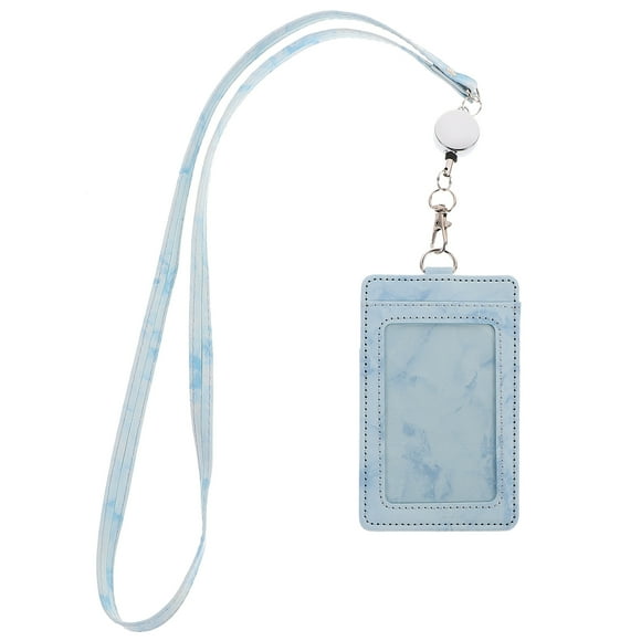 Shisuyan Support de Badge ID Bleu Pu Métal Plastique 1Ensemble 4.32X2.75X0.20 Po
