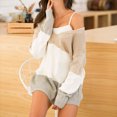 thumbnail image 4 of JINMGG V Neck Sweaters for Women Fall Winter Clearance,Women's Fashion Knitted Winter Long Sleeve V-neck Patchwork Pullover, 4 of 5