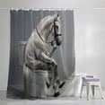 thumbnail image 4 of Abstract Funny Animal Shower Curtain, 72" x 84", Horse Sitting on The Toilet Waterproof Bathroom Curtain Washable Shower Curtain Set with 12 Hooks, 4 of 8