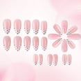 thumbnail image 5 of 24PCS Polka Dot French Tip Press on Nails Medium Almond Handmade Nails Press on 3D Unique Reusable ABS Acrylic Fake Nails French Tip False Nails with Polka Dots Flower Designs Glossy Glue on Nail, 5 of 7